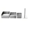 Set de 3 cercles inox + poussoir - CARRE