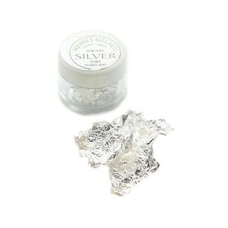 Feuille Argent comestible - Sugarflair Silver Leaf Transfer, Special Or  (Lustrage et peinture alimentaire)