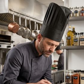 Gorro de cocinero desechable x 20 - modelo redondo - NEGRO